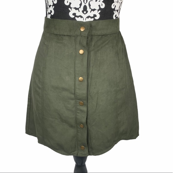 AKIRA Dresses & Skirts - 🍀AKIRA Skirt Button Down Faux Suede High Waisted